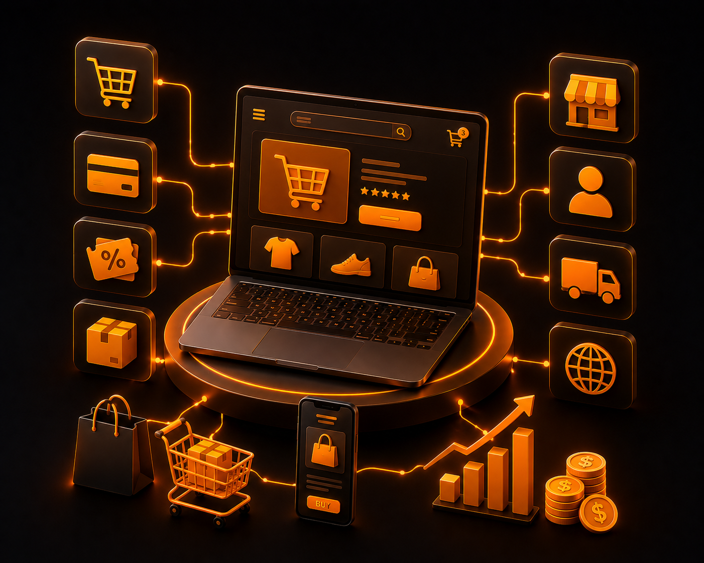 We build e-commerce platforms that turn traffic into revenue   engineered for conversion, performance, and scale.