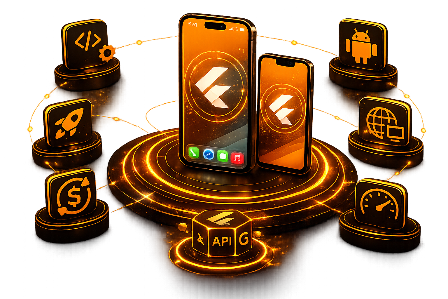 We build Flutter applications that your iOS and Android users cannot distinguish from native  and that your engineering team can maintain for half the cost of two separate codebases.